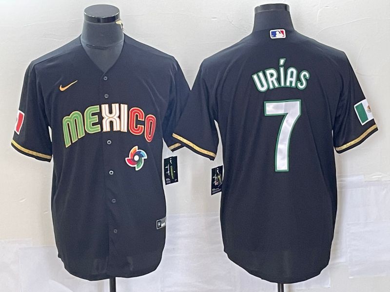 Men 2023 World Cub Mexico 7 Urias Black Nike MLB Jersey style 91829